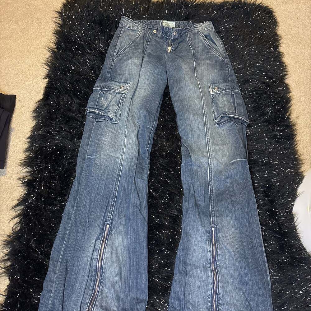Junya Watanabe × Vintage Blue Gradient Wash Bootcut Flared Jeans y2k retro